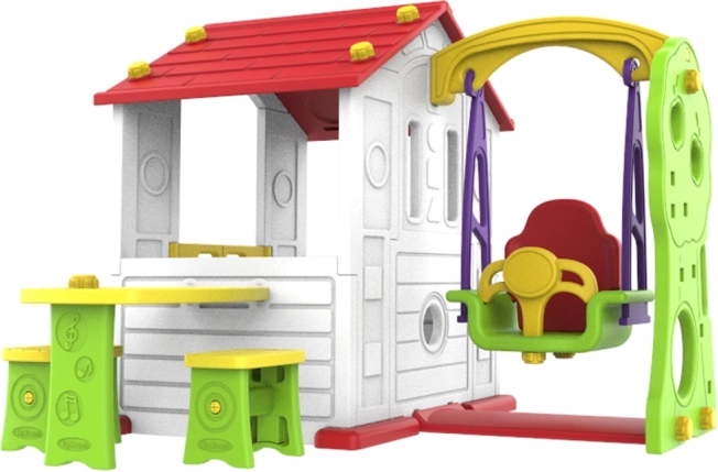 Gartenhaus für Kinder 3-in-1 mit rotem Dach