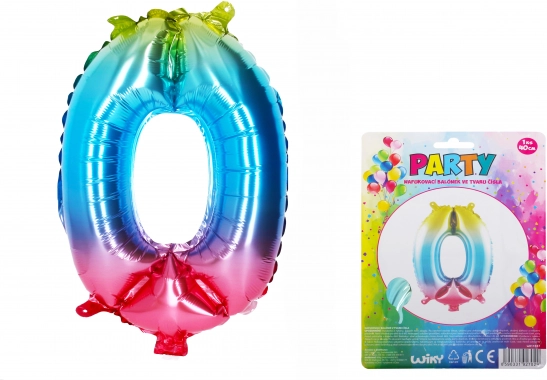 Regenbogen-Luftballon Zahl 0 – 40 cm