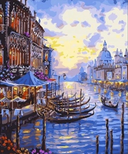 Diamantmalerei – Gondeln in Venedig 30 × 40 cm
