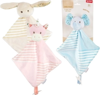 Plüsch-Schmusetuch mit Tiermotiven und Schlaufe für Schnuller