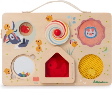 Lilliputiens Holz-Aktivitätenpanel – Abenteuer auf dem Bauernhof