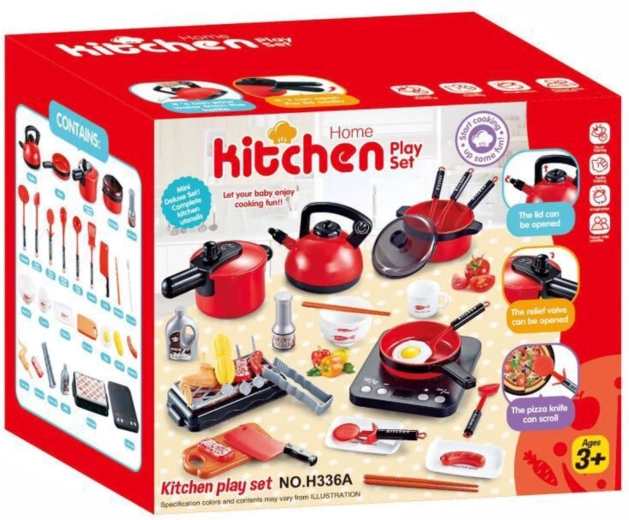 Kinderküchenset mit Zubehör 36 Teile rot