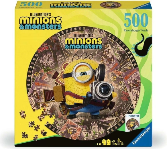 Rundes Ravensburger Puzzle Minions und Monster 500 Teile