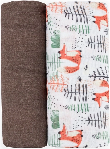 Petite&Mars Bambus-Musselin-Wickeltücher misty forest fox 120 × 120 cm (2 Stk.)