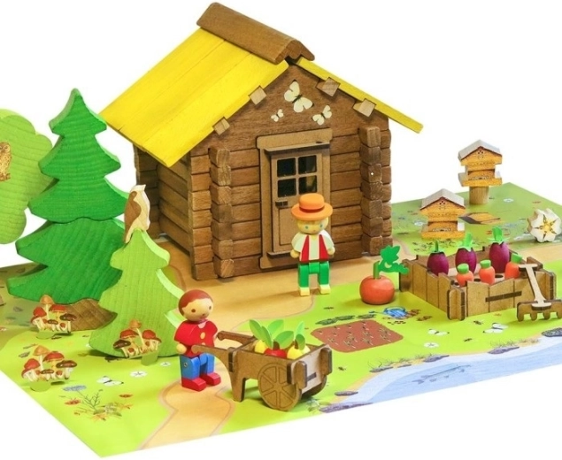 Jeujura Holzbaukasten „Häuschen in der Natur“ (95 Teile)