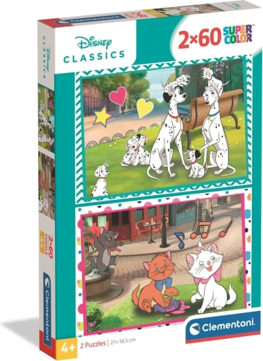 Puzzle CLEMENTONI Disney: 101 Dalmatiner und Aristocats 2×60 Teile