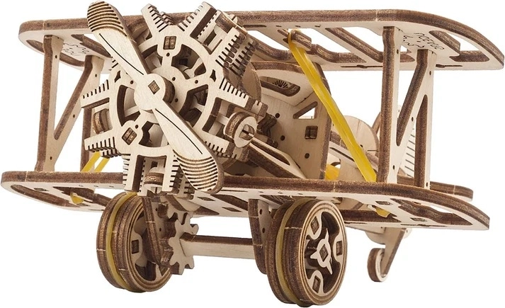 Ugears Mini-Doppeldecker – 3D-Holzbausatz, mechanisch