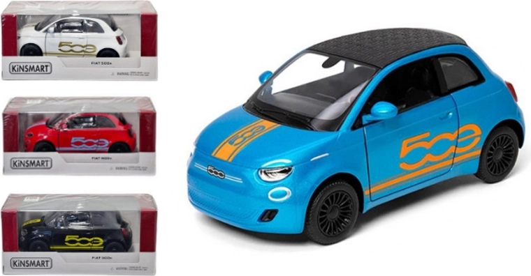 Kinsmart Fiat 500 Metallmodell 1:28 mit Rückziehmotor