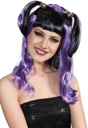 Karnevalsperücke violett-schwarz für Erwachsene - 1 Stück