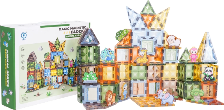 Magnetische Konstruktionsspielzeug-Set für Kinder, 116 Teile mit Tieren