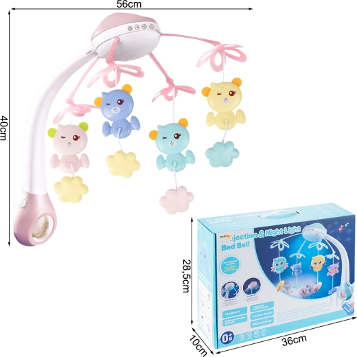 Bett-Mobile mit Projektor und Fernbedienung, 500 Melodien