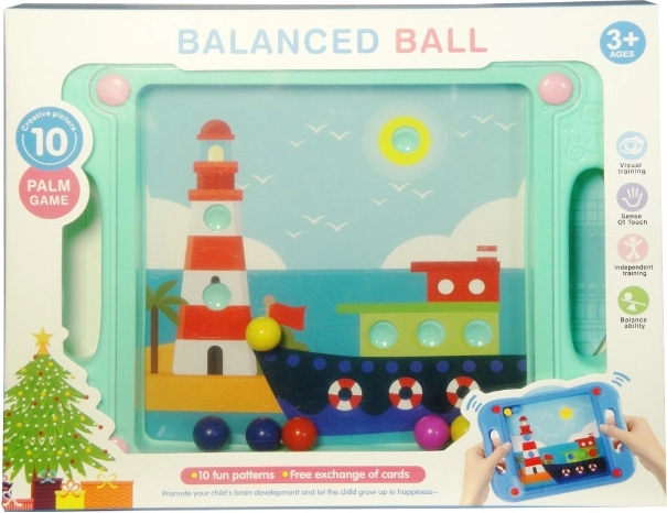 Geschicklichkeitsspiel für Kinder mit bunten Kugeln und auswechselbaren Bildern