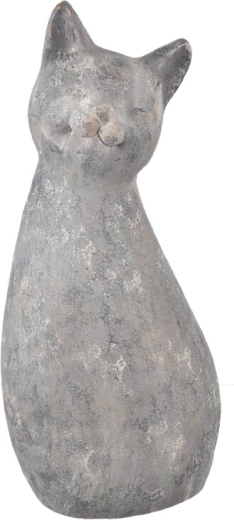 Dekorative Keramik-Katzenfigur in Grau, 53 cm