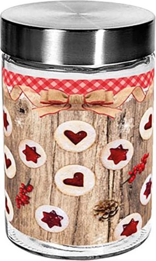 Glasdose TORO 1100 ml mit weihnachtlichem Linzer-Motiv
