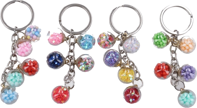Schlüsselanhänger mit Glaskugeln, Farbmix