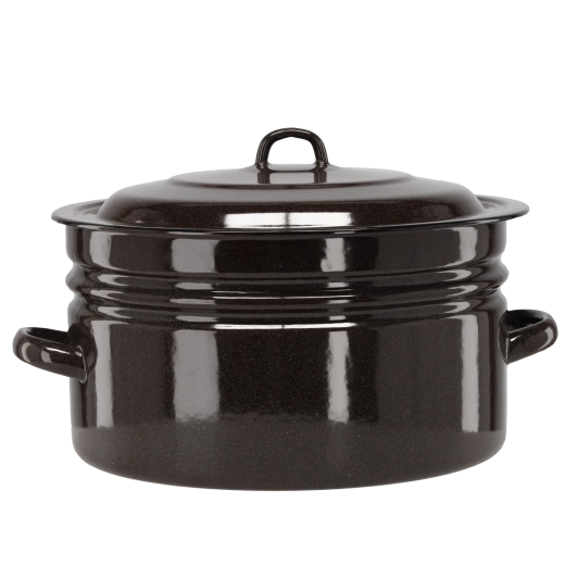 Emaille-Topf 25 l, Durchmesser 40 cm, braun mit Deckel