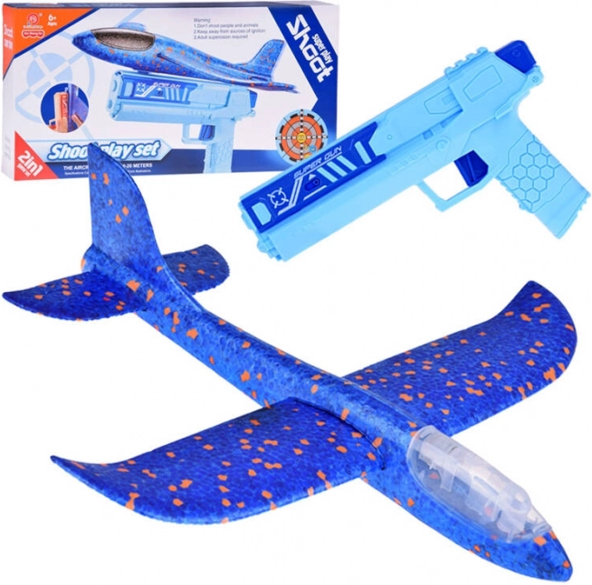 Spaßiges Schaumstoffflugzeug mit LED-Leuchten, abgeschossen aus einer Pistole