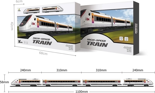 Eisenbahn-Set mit Elektrolokomotive, Waggons und Zubehör