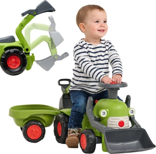 Falk Kinder-Trettraktor CLAAS mit Lader und Anhänger