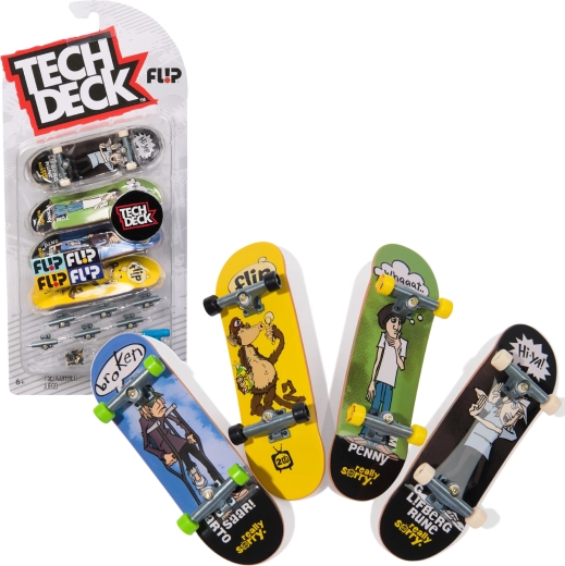 Tech Deck Fingerboard-Set 4 Mini-Skateboards zum Zusammenbauen Flip