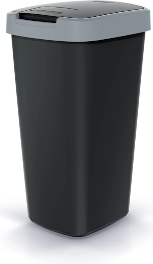 Abfalleimer Compacta Q Flap 25 l schwarz mit hellgrauem Deckel
