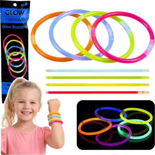 Fluoreszierende leuchtende Armbänder für die Nacht Neon Stick, 5 Stk.