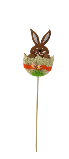 Osterdekoration am Stäbchen Häschen in Eierschale 6 × 10 cm, Farbmix