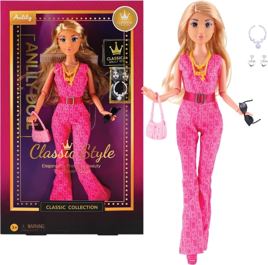 Handpuppe mit rosa Kleid