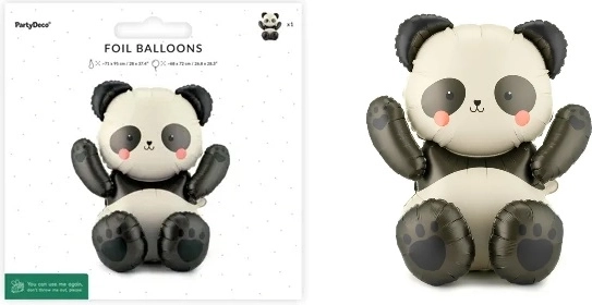 PartyDeco Folienballon Panda 68 × 72 cm