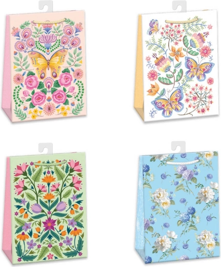 Geschenktasche mit Blumen- und Schmetterlingsmotiv 23 × 32 cm – 1 Stück