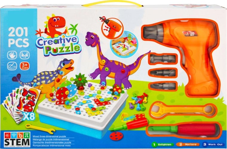 Kreatives STEM-Baukasten-Set mit Bohrer Dinosaurier 201 Teile