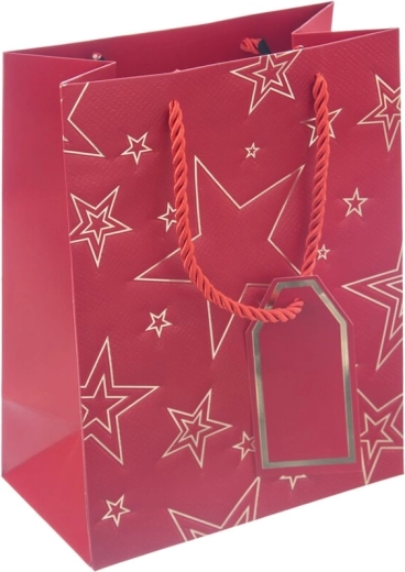 Geschenkpapiertüte mit Sternmotiv, rot 18 × 10 × 23 cm