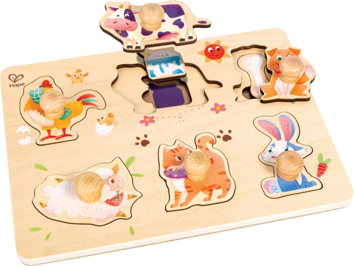 Hape Holzschichtpuzzle Bauernhof mit Griffen