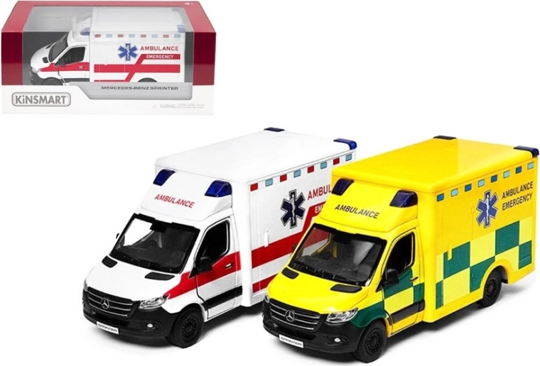 Mercedes‑Benz Sprinter Krankenwagen Metallmodell mit Pull‑Back‑Antrieb