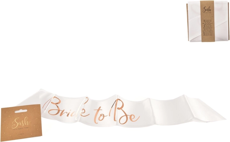 Satinschärpe „Bride To Be“ weiß-gold