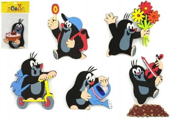 Schaumstoffdekoration Maulwurf und Kuchen