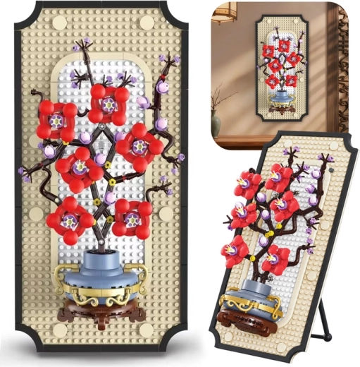 Dekoratives Bauset: Blumen in Vase im Rahmen