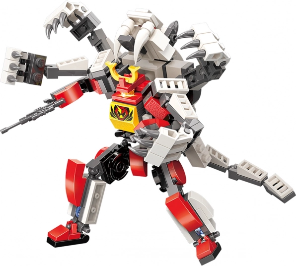 Qman Mecha Corps Flash Warrior 2-in-1 Bauset Roboter und Tiger