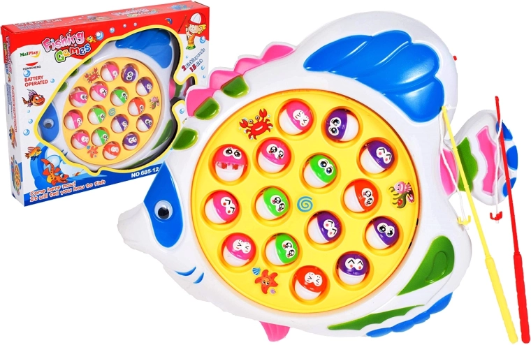 Fische angeln – rotierender Teich mit 2 Angeln und 15 Fischen