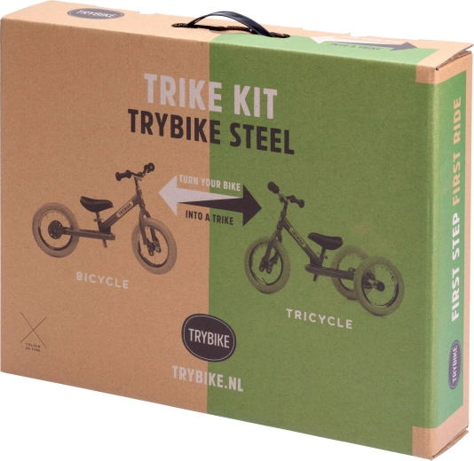 Trybike Vintage Umbausatz vom Laufrad zum Dreirad mit cremefarbenem Rad