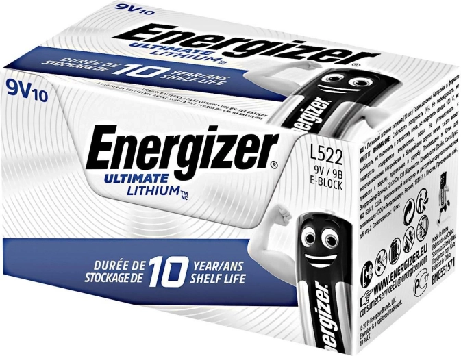 Lithium-Batterie 9V ENERGIZER Ultimate Lithium, Packung 10 Stk.