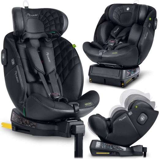 Autokindersitz Nukido Aero Line schwarz 40–150 cm i-Size mit ISOFIX und drehbarer Basis