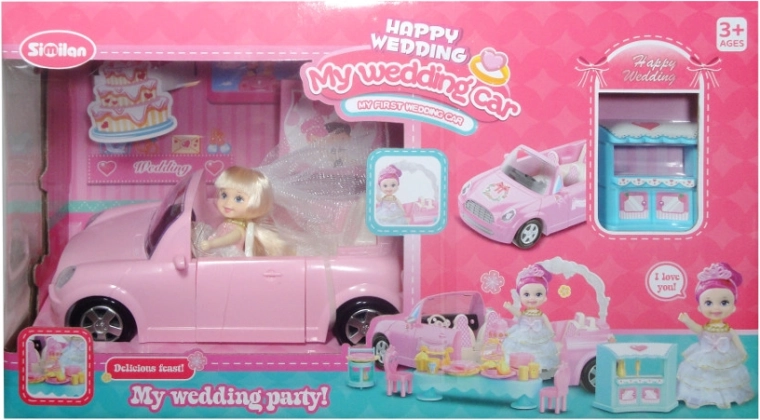 Auto mit Puppe und Hochzeitszubehör – 1 Stück