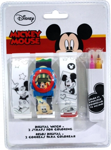 Euroswan Set aus digitaler Uhr und ausmalbaren Armbändern Mickey Mouse