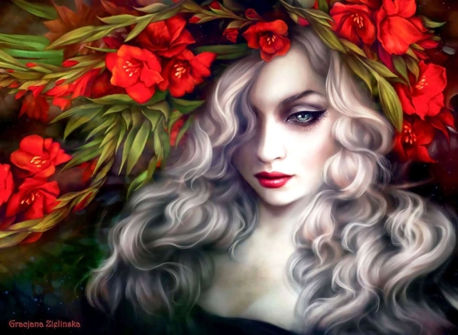 Anatolian Puzzle Frau in Blumen 1000 Teile