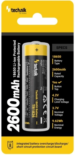 Wiederaufladbare 18650-Batterie 2600 mAh 3,7 V mit Schutz