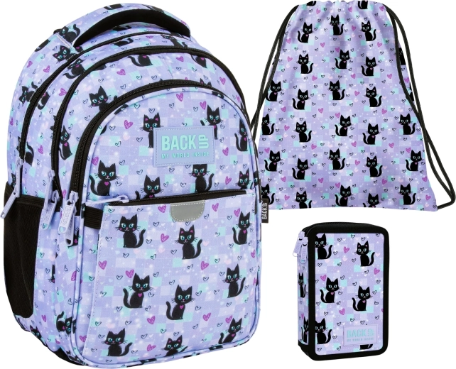 Schulset BackUP Magische Katzen 3-in-1 – Rucksack, ausgestattetes Federmäppchen und Turnbeutel