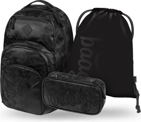 Baagl Schulset Coolmate Onyx – Rucksack, Federmäppchen und Beutel