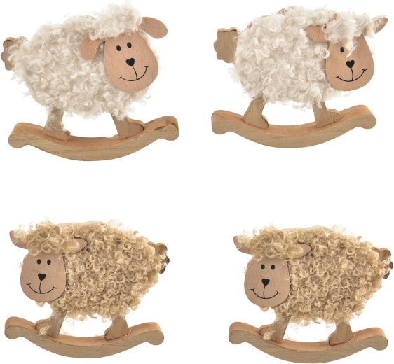 Holz-Plüsch-Schäfchen für Kinder (4 Varianten)