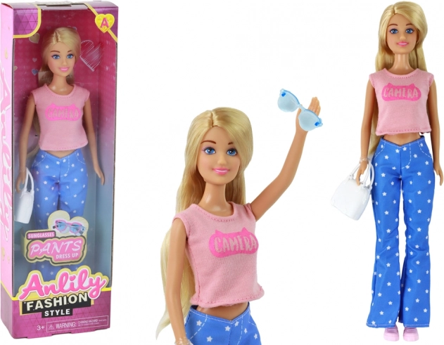 Puppe Anlily mit langen blonden Haaren und Accessoires – Rosa